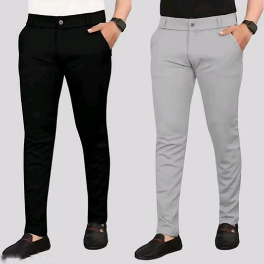 Glowista DWIDEN Regular Flat Men's Chinos - Black (Pack of 2)