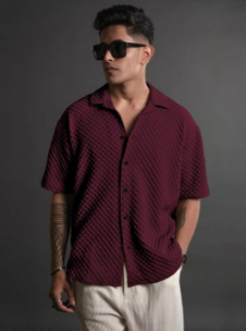 Glowista Polyester Short Sleeves Solid Men's Shirt